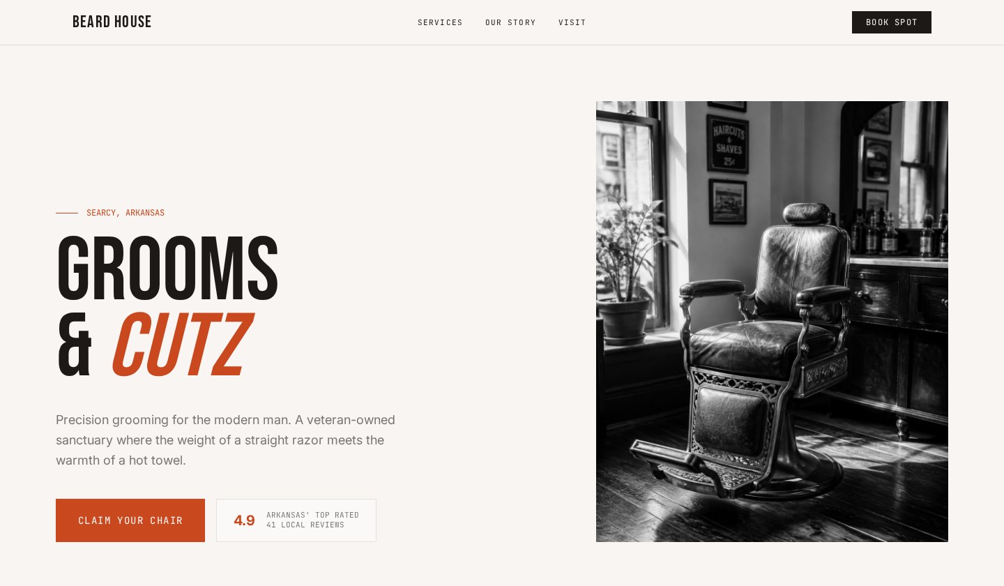 Beard House Grooms and Cutz barbershop website homepage designed by AP Communication